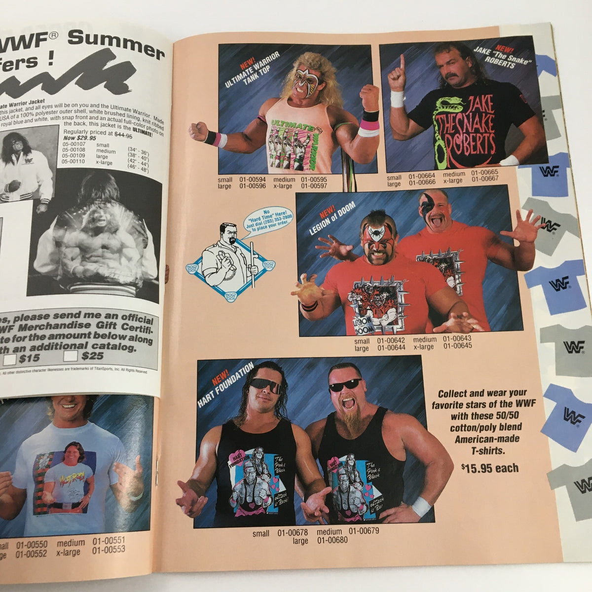 WWF Magazine June 1991 merchandise page featuring popular wrestler t-shirts including Jake The Snake and Ultimate Warrior.