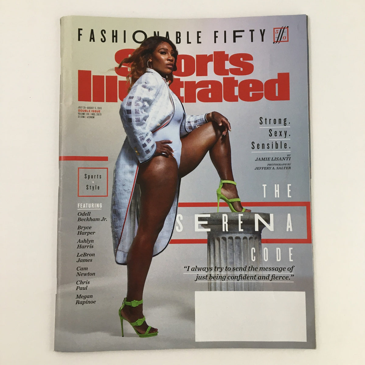 Sports Illustrated Magazine July 2019 featuring Serena Williams on the cover, showcasing her powerful pose and iconic style, part of the collectible issue celebrating her influence in sports and culture.