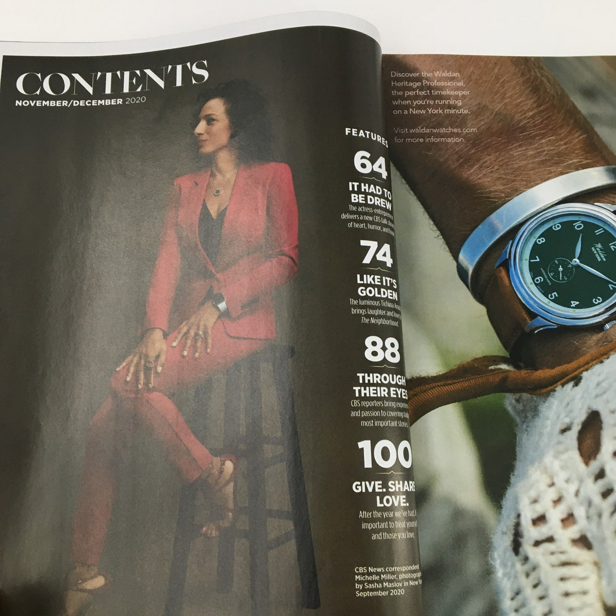 Cover page of Watch Magazine November 2020 featuring Tichina Arnold in a stylish red suit, with a focus on pop culture and celebrity features.