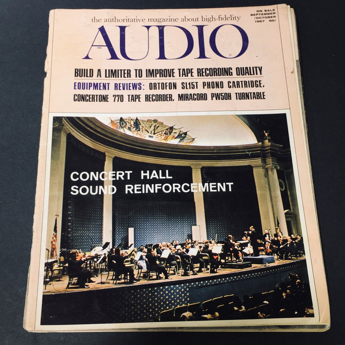 Cover of VTG Audio Music Magazine September October 1967 featuring an orchestra in a concert hall, with title 'Concert Hall Sound Reinforcement' prominently displayed.