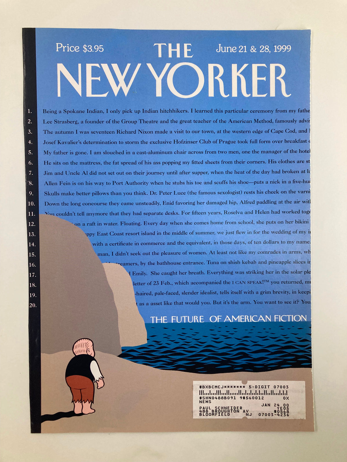 Cover of The New Yorker magazine from June 21, 1999, featuring the title 'THE NEW YORKER' and an illustration by Chipp Kid. The design highlights elements of American culture and literature, reflecting 21st-century writers.