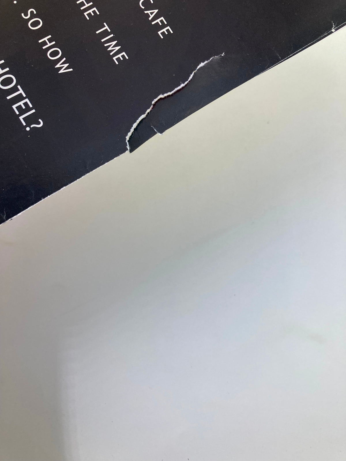 Close-up of a torn corner on the cover of The New Yorker May 17 1999 titled 'Reap What You Sew' by William Joyce, showcasing its vintage character and details.