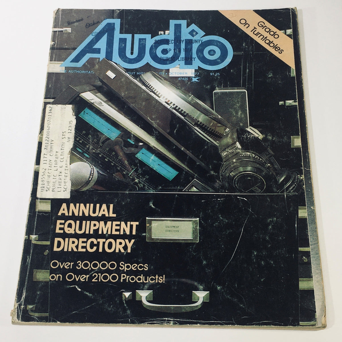 Vintage Audio Music Magazine from October 1977 featuring the Annual Equipment Directory, showcasing various audio equipment and technology.