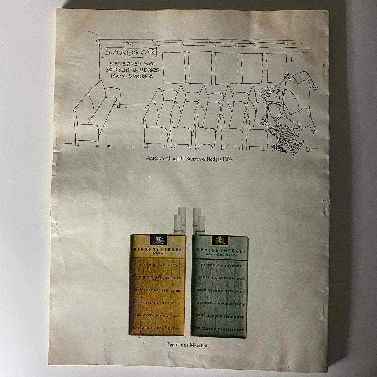 Advertisement page from VTG Esquire Magazine June 1969 No. 427 featuring Benson & Hedges cigarettes with a humorous cartoon illustration, showcasing the lifestyle of the period.