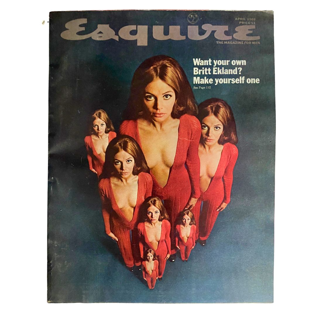 VTG Esquire Magazine April 1969 Cover featuring Britt Ekland with the headline 'Want your own Britt Ekland? Make yourself one.' A striking visual representation of 1960s fashion and culture.