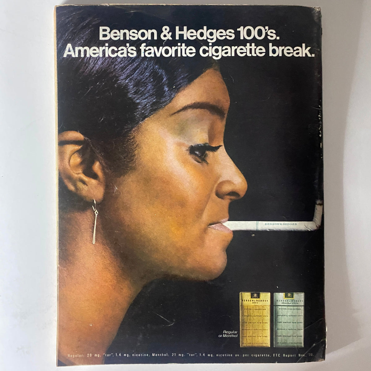 Cover of vintage Ebony Magazine from June 1971, Vol 26 No. 8 featuring Hank Aaron and Willie Mays, showcasing a woman smoking a Benson & Hedges cigarette with the tagline 'America's favorite cigarette break.'