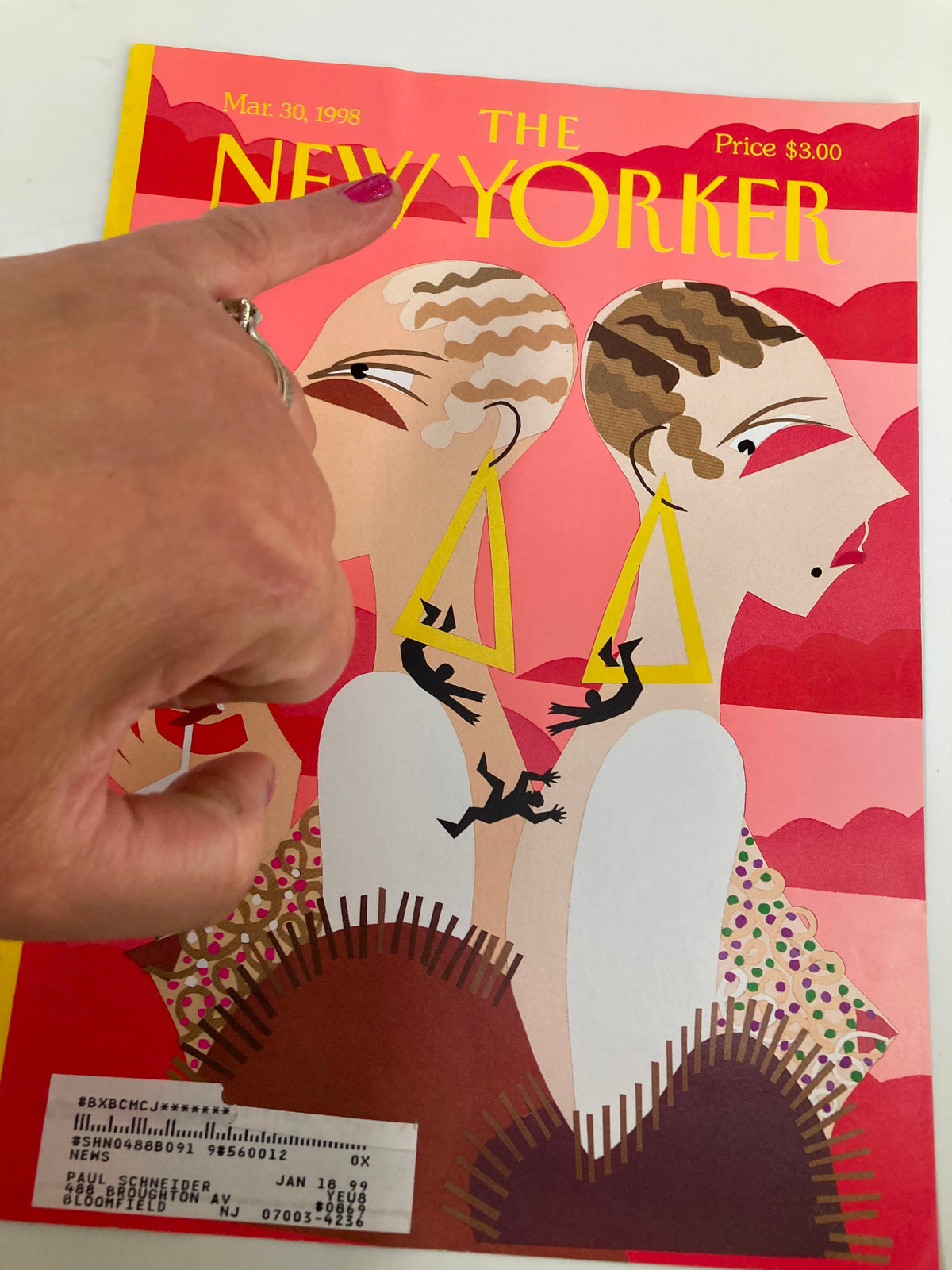 Cover of The New Yorker dated March 30, 1998, featuring the artwork 'Drop-Dead Chic' by Michael Roberts, showcasing a vibrant design with iconic illustrations of fashionable figures.