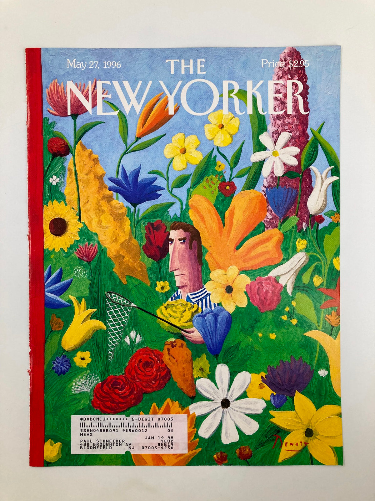 Cover of The New Yorker dated May 27, 1996, titled 'The Great Outdoors' illustrated by Benoit van Innis, showcasing vibrant flowers and a colorful outdoor scene.