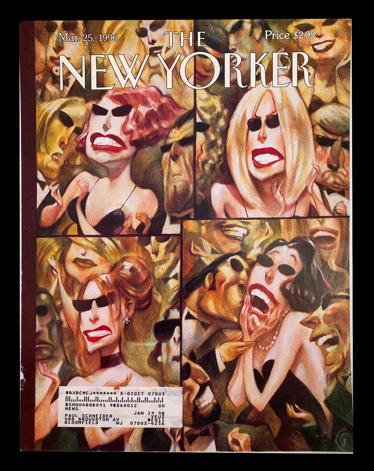 Cover of The New Yorker dated March 25, 1996, featuring the artwork 'The 4 Types of Woman' by Carter Goodrich, showcasing whimsical representations of women with unique expressions.