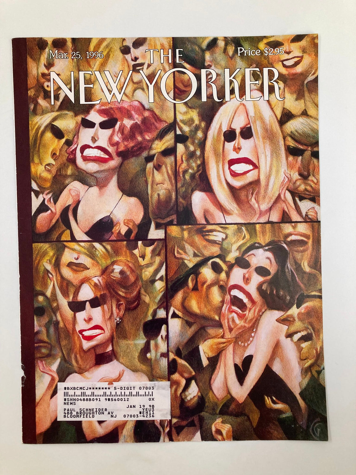 Cover of The New Yorker from March 25, 1996, displaying 'The 4 Types of Woman' illustration by Carter Goodrich, depicting various women in vibrant colors and exaggerated features.