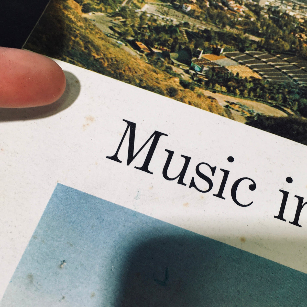 Detail shot of the cover of VTG High Fidelity Magazine January 1989, highlighting the title 'Music in California' and vibrant imagery that represents the influential music scene of the late 80s.