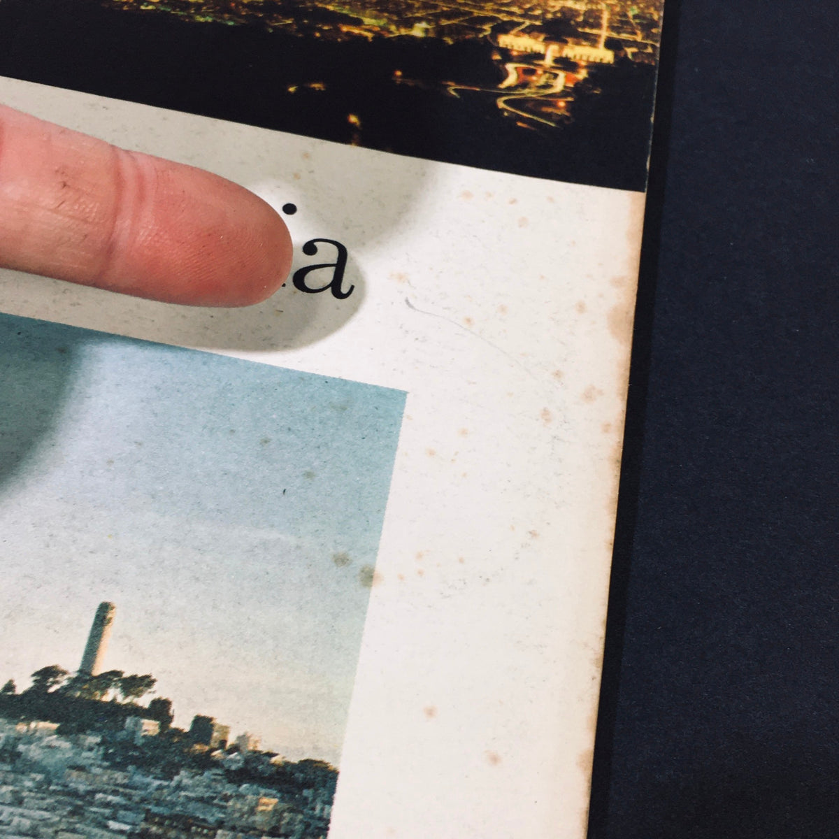 Image focusing on the title section of the VTG High Fidelity Magazine January 1989, featuring the word 'California' with visible aging marks, showcasing its collectible vintage quality and connection to important music culture.
