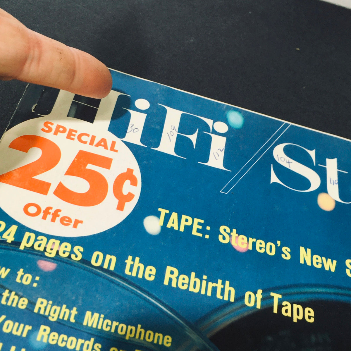 Close-up of the VTG HiFi Stereo Review Magazine, March 1960, showing the special offer and article topics related to tape recording.