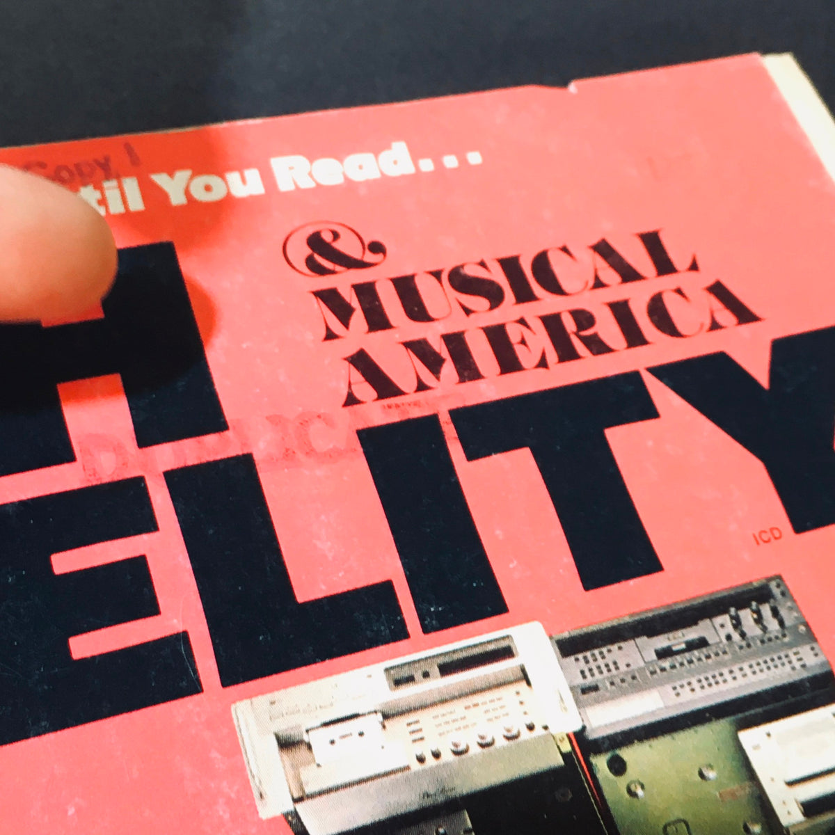 Top corner of the cover of VTG High Fidelity Magazine February 1980, showing additional text and vintage audio equipment illustrations.