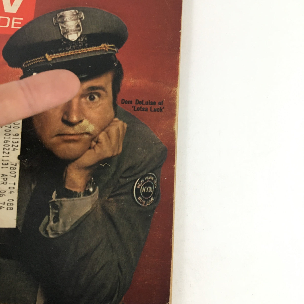 Cover of TV Guide Magazine February 2 1974 featuring Dom DeLuise of 'Lotsa Luck', showcasing the iconic comedic actor in character, with a vintage aesthetic.