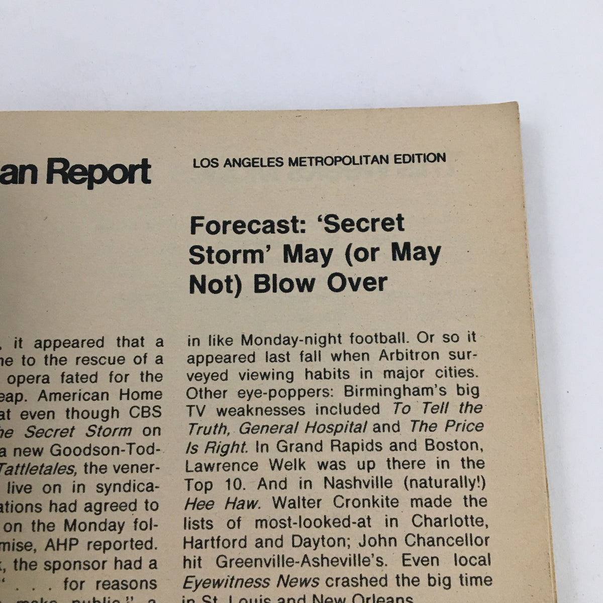 Another interior page from TV Guide Magazine February 2 1974, detailing program forecasts and TV shows, with a focus on the influence of the program 'Lotsa Luck'.