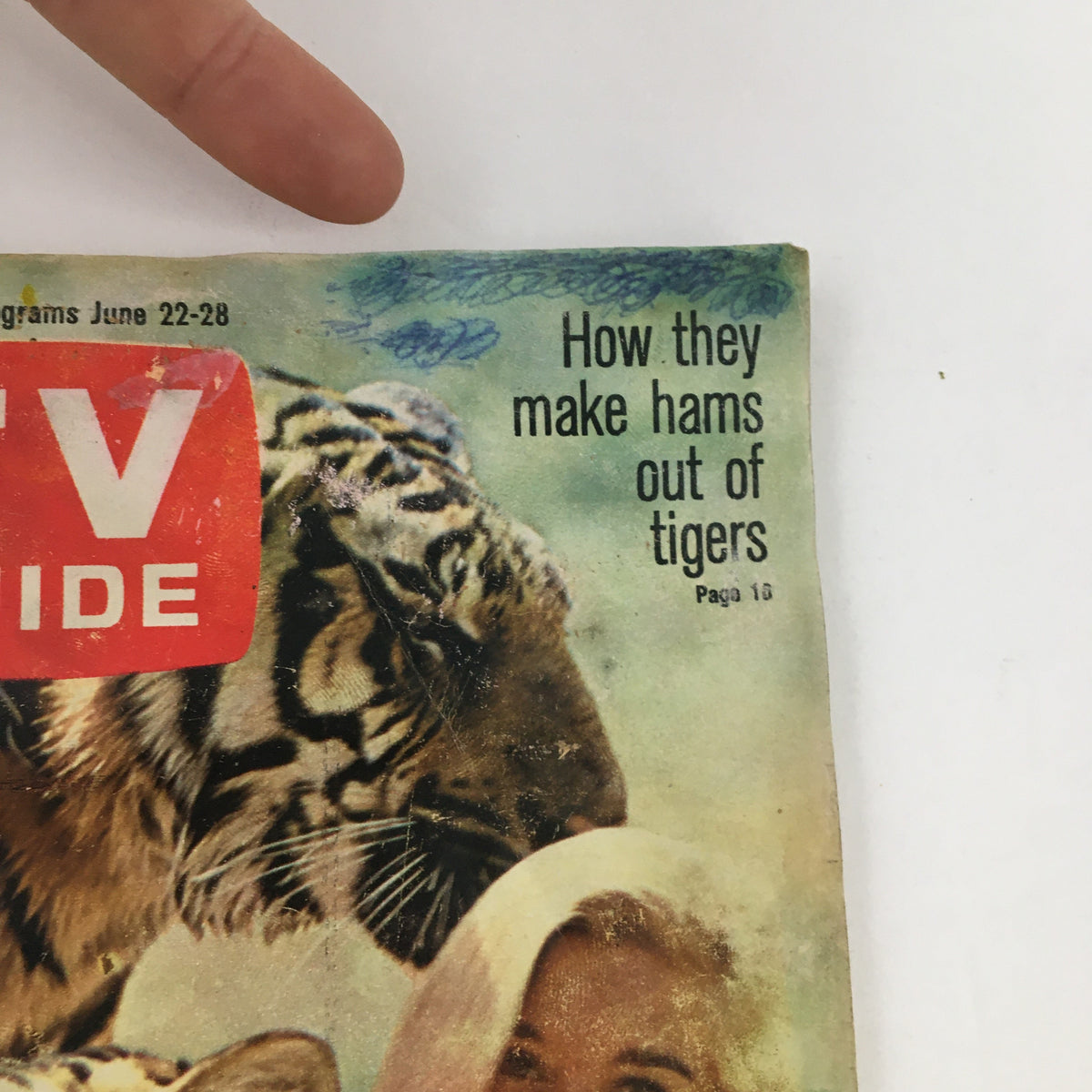 Cover image of TV Guide Magazine from June 22, 1968 featuring a tiger and the headline 'How they make hams out of tigers'. This iconic L.A. edition includes cover star Toni Helfer.