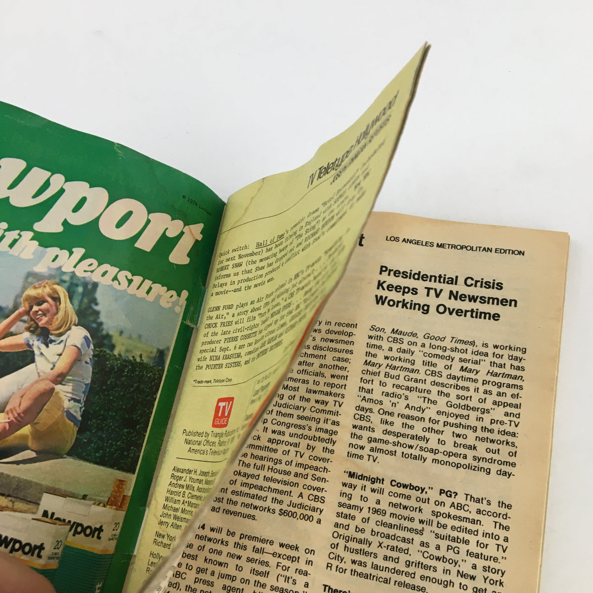 TV Guide Magazine August 17 1974 Fair Trials and Free Press L.A. Edition - Page showing the magazine's inner contents and article highlights.