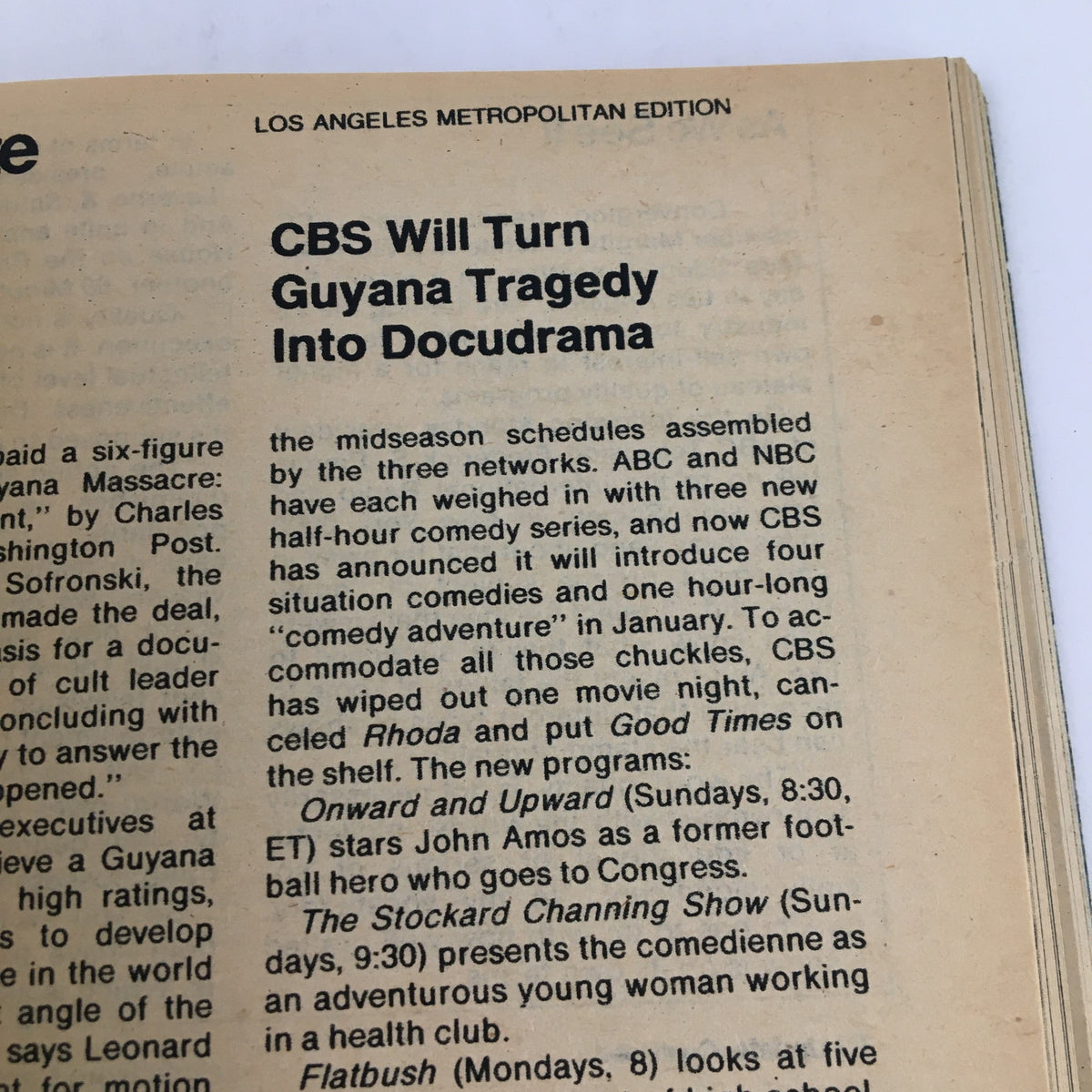 Another inside page of TV Guide Magazine December 16, 1978 discussing upcoming television programs and features from the Los Angeles Metropolitan Edition.