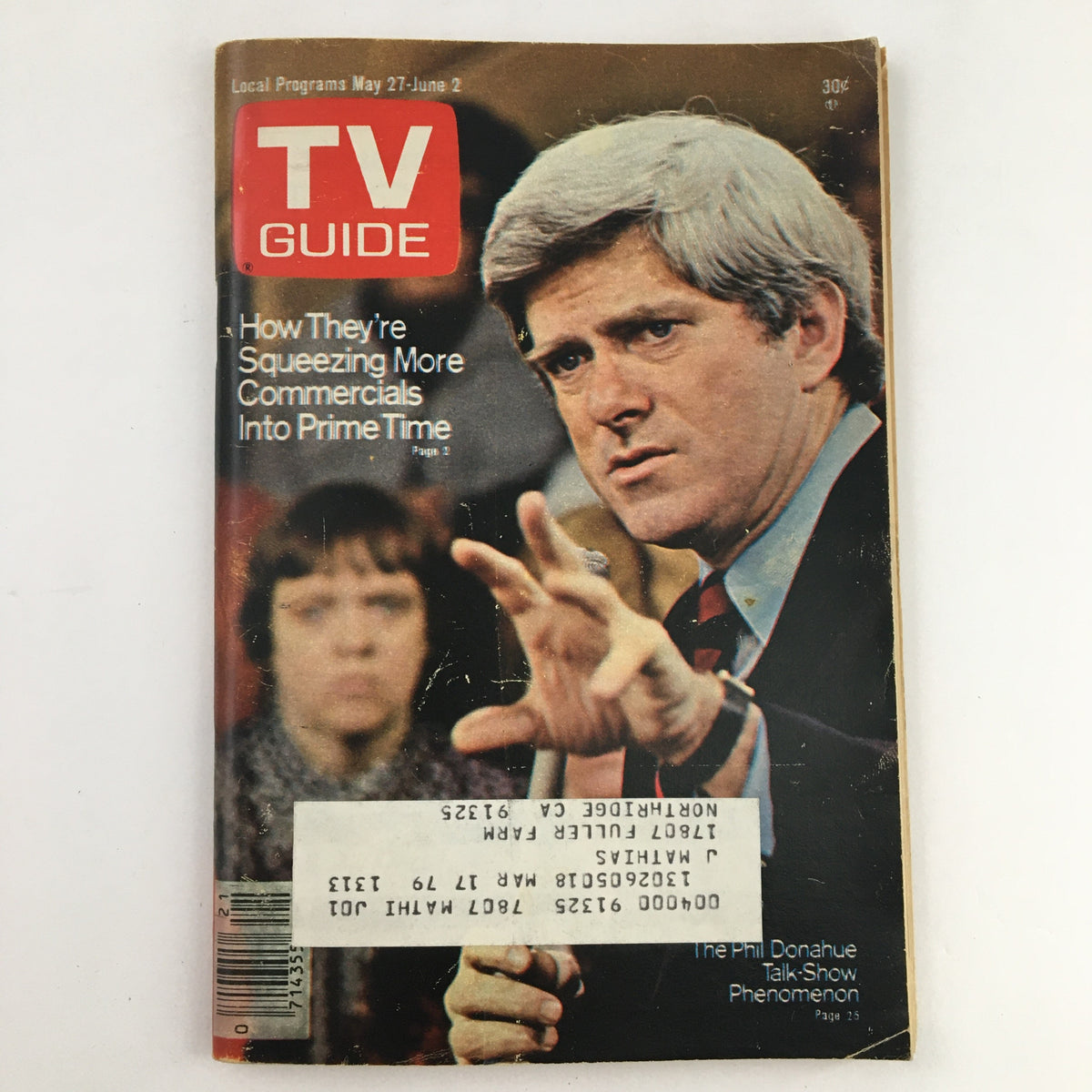 Cover of TV Guide Magazine May 27, 1978, featuring Phil Donahue with an article on increasing commercialism in prime time.