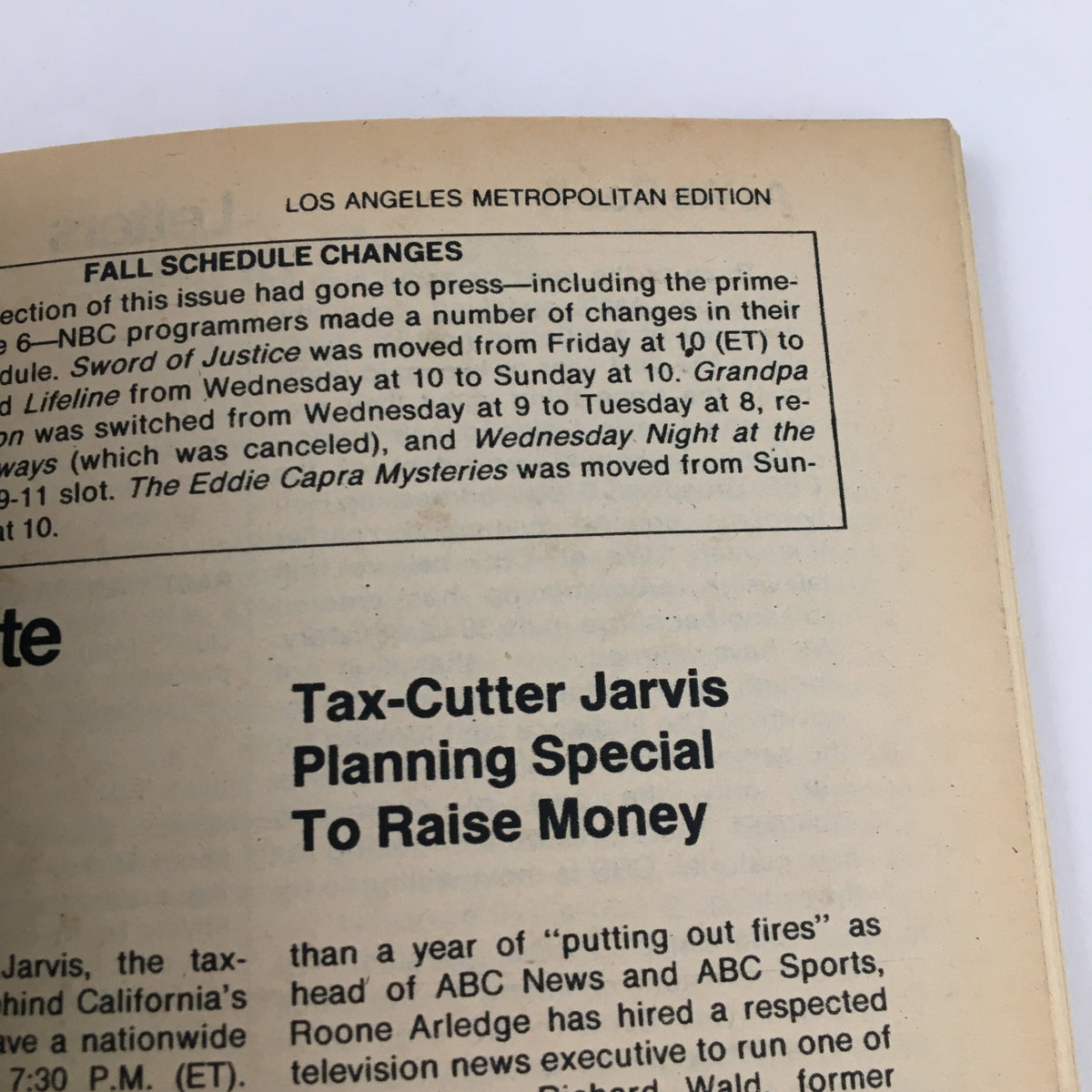 Another inside page of TV Guide Magazine September 16, 1978, showing schedule changes and programming details, offering a glimpse into late '70s television.