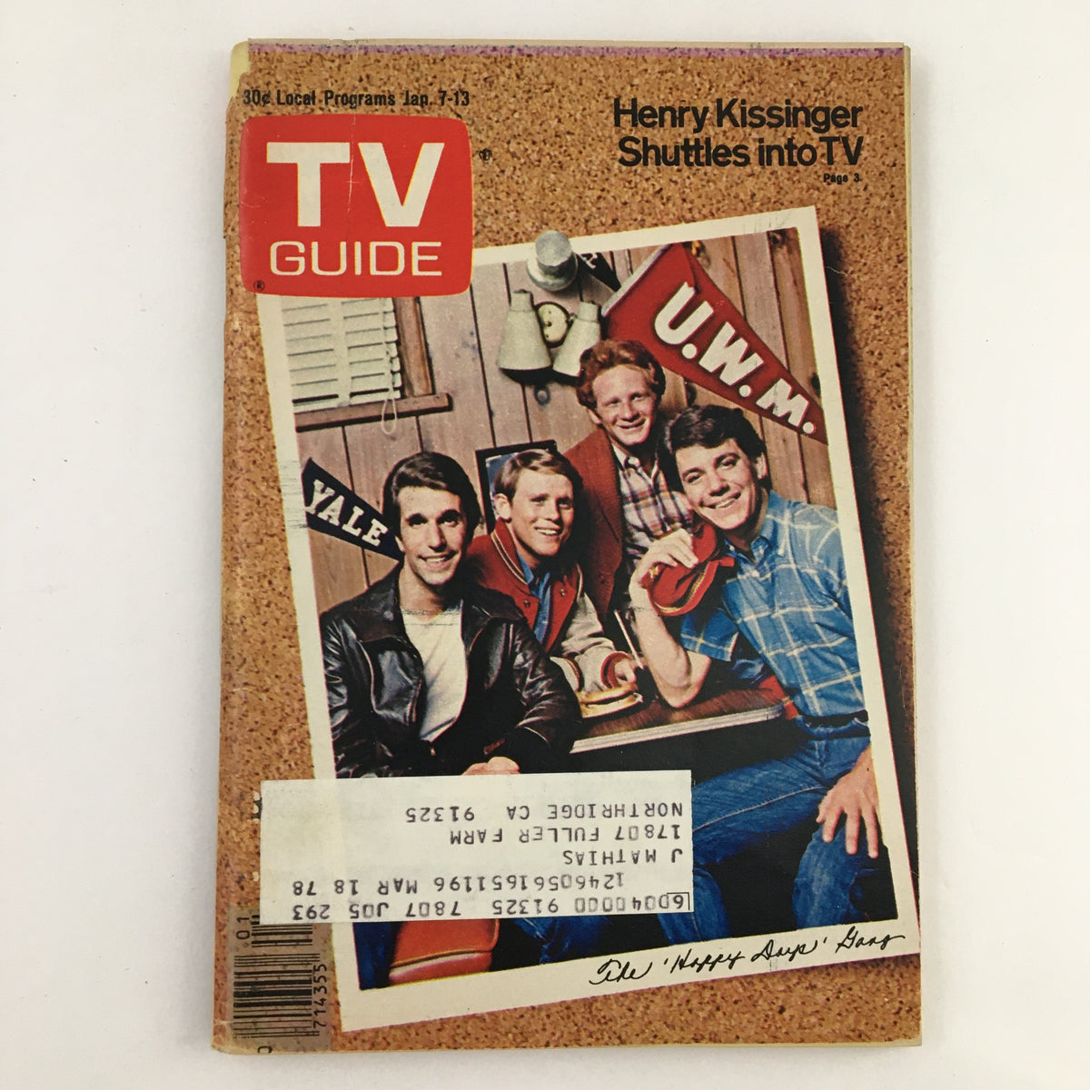 TV Guide Magazine January 7 1978 Henry Winkler and Ron Howard L.A. Edition