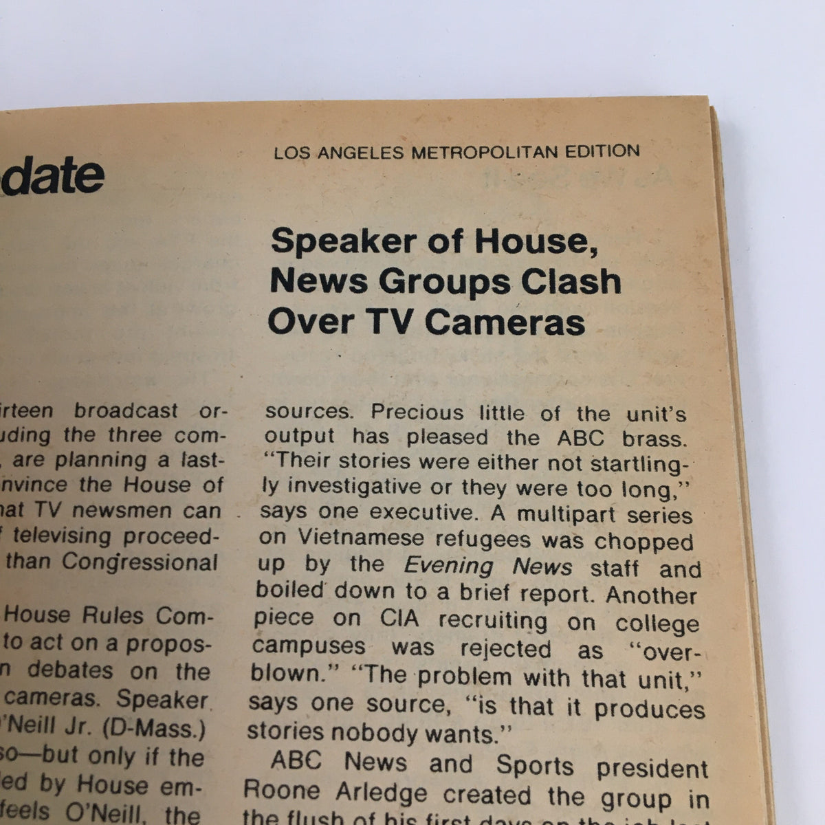 Update section from TV Guide Magazine January 14, 1978, discussing media coverage and political events in relation to the First Nightmare Super Bowl L.A. Edition.