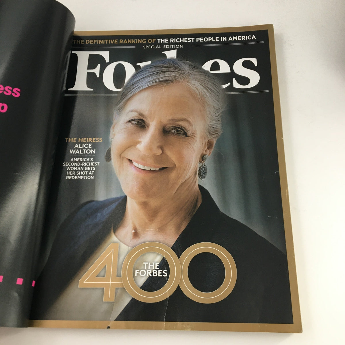 Inside page of Forbes Magazine October 7, 2013 featuring Alice Walton, highlighting her role in 'The Forbes 400'.