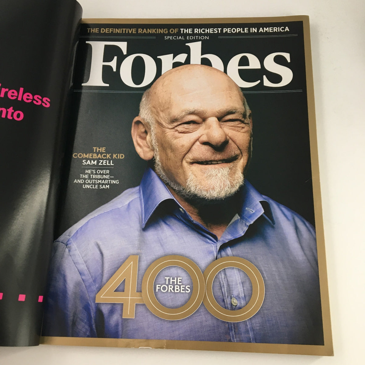 Inside page of Forbes Magazine October 7, 2013 featuring Sam Zell, depicting his prominence as a member of 'The Forbes 400'.