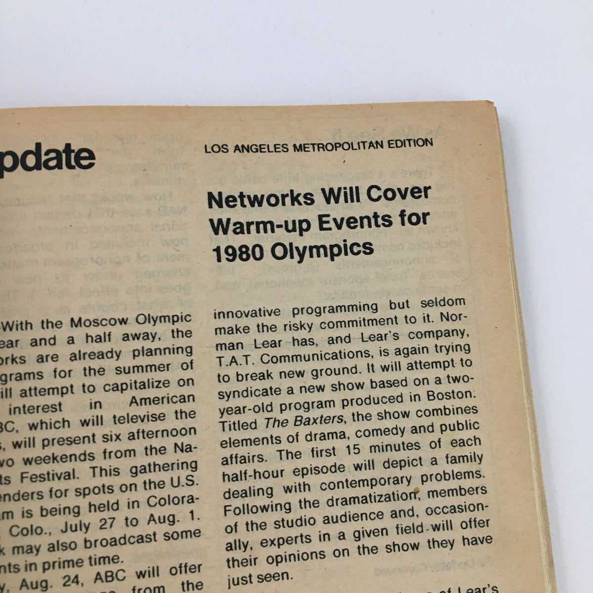 Article from TV Guide Magazine January 6 1979 discussing television coverage of warm-up events for the 1980 Olympics.