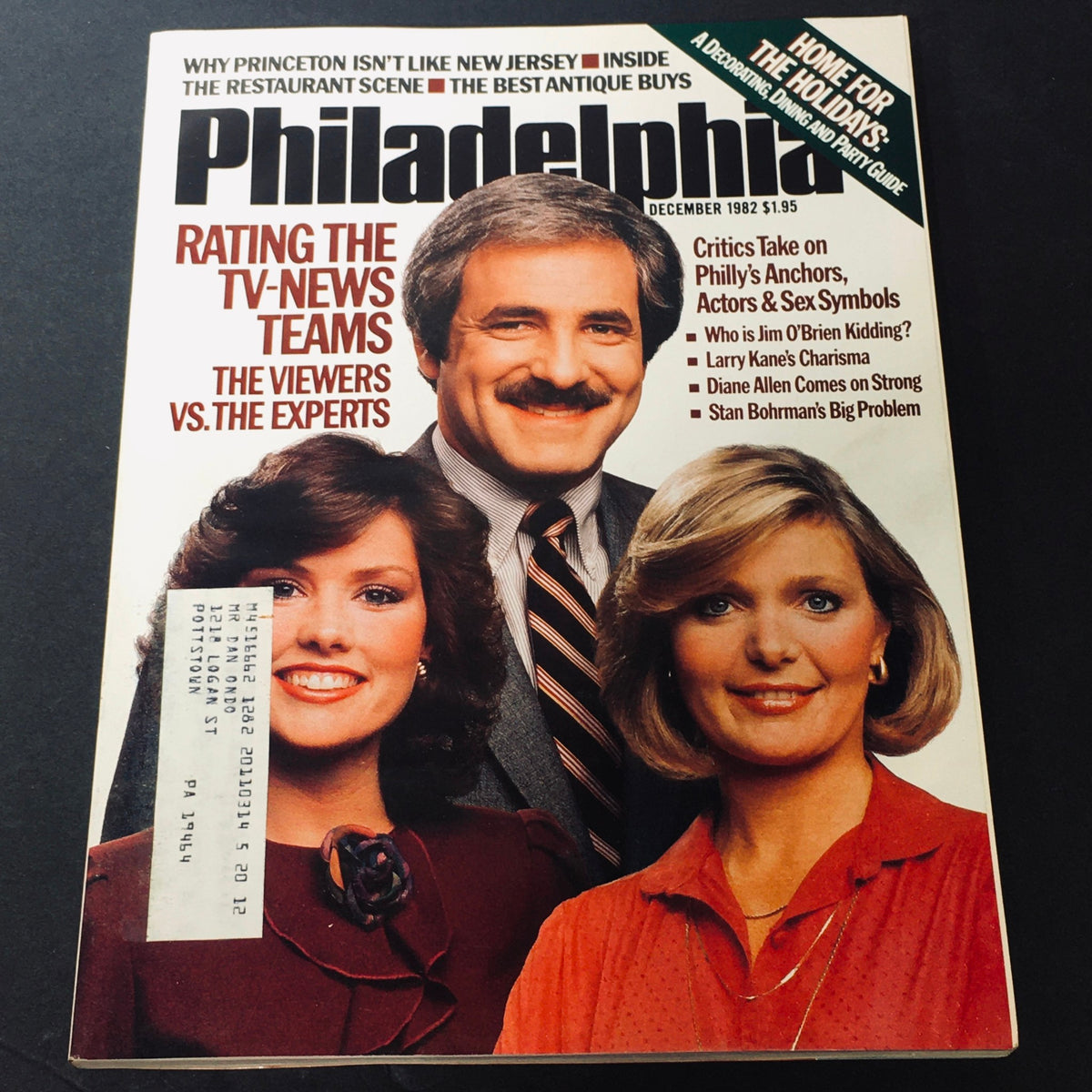December 1982 Philadelphia Magazine featuring prominent figures Jim O'Brien, Larry Kane, and Diane Allen, exploring the culture and dynamics of Philadelphia in the 1980s.