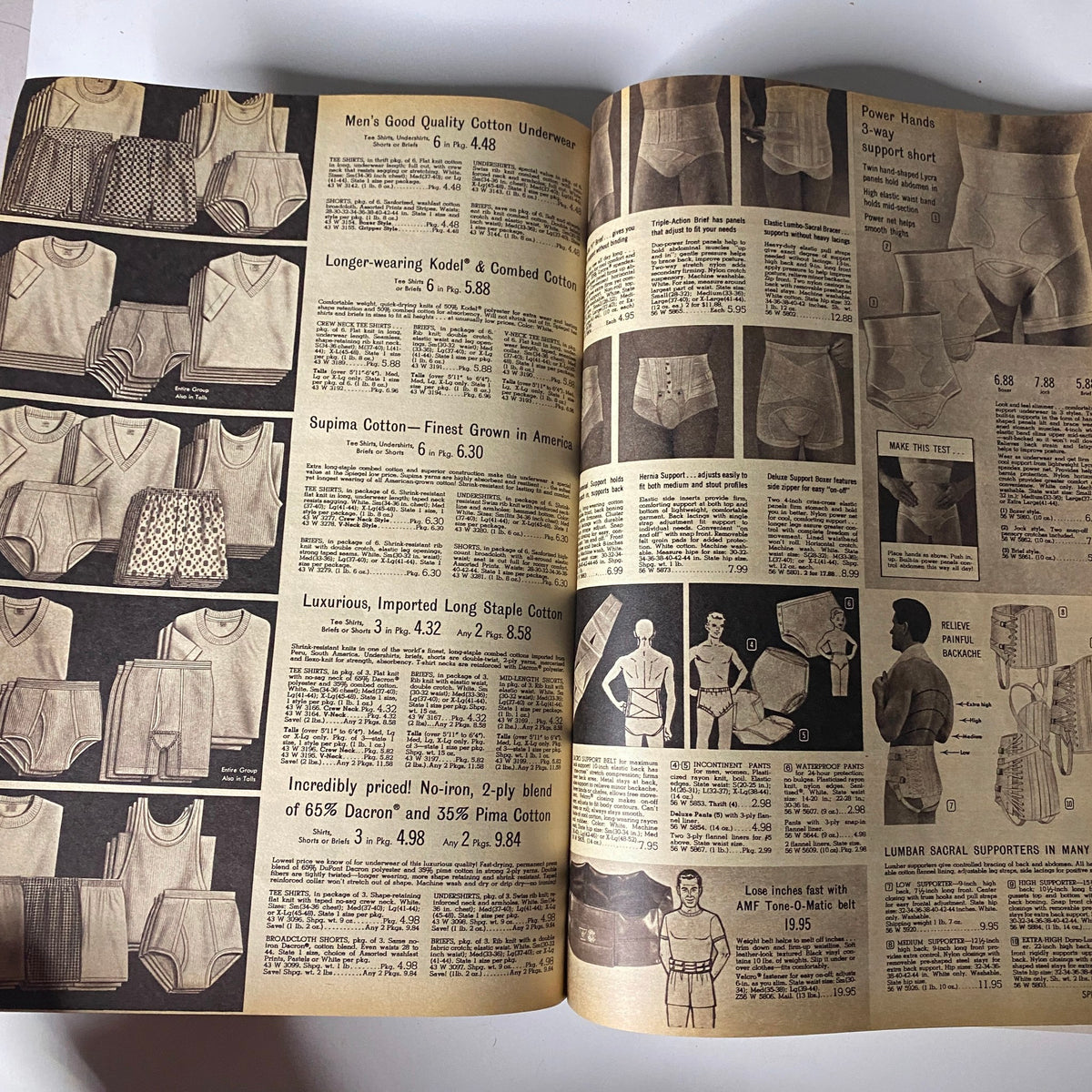 1969 Spiegel Spring and Summer Catalog featuring men's underwear styles with detailed product descriptions and pricing, highlighting comfortable options.