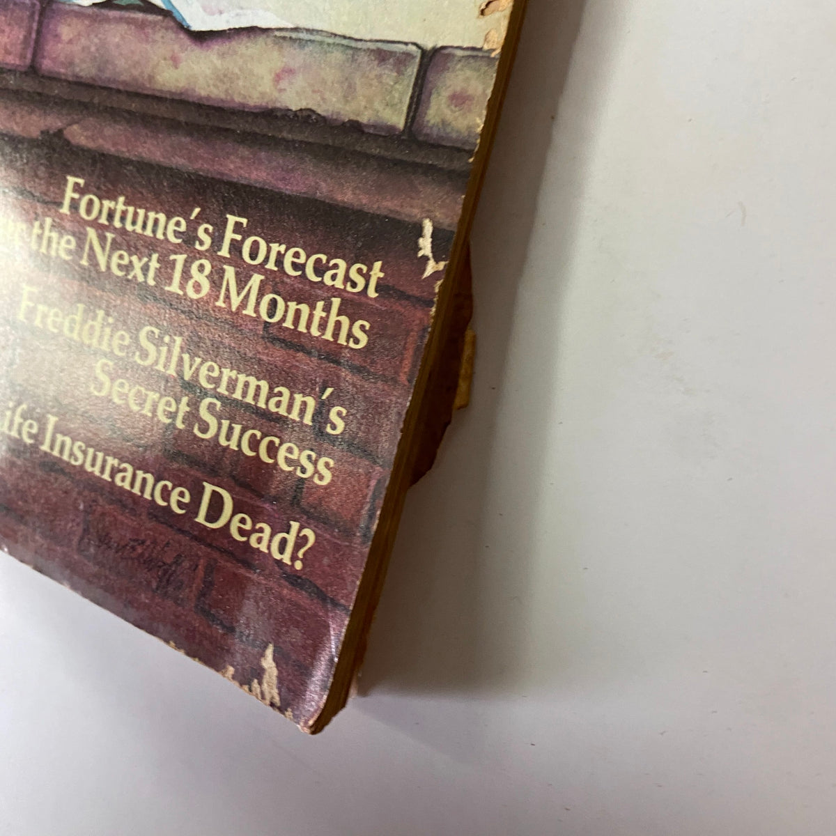 Side view of Fortune Magazine July 14, 1980, displaying worn edges and key headlines, including 'Fortune's Forecast for the Next 18 Months' and 'Freddie Silverman's Secret Success'.