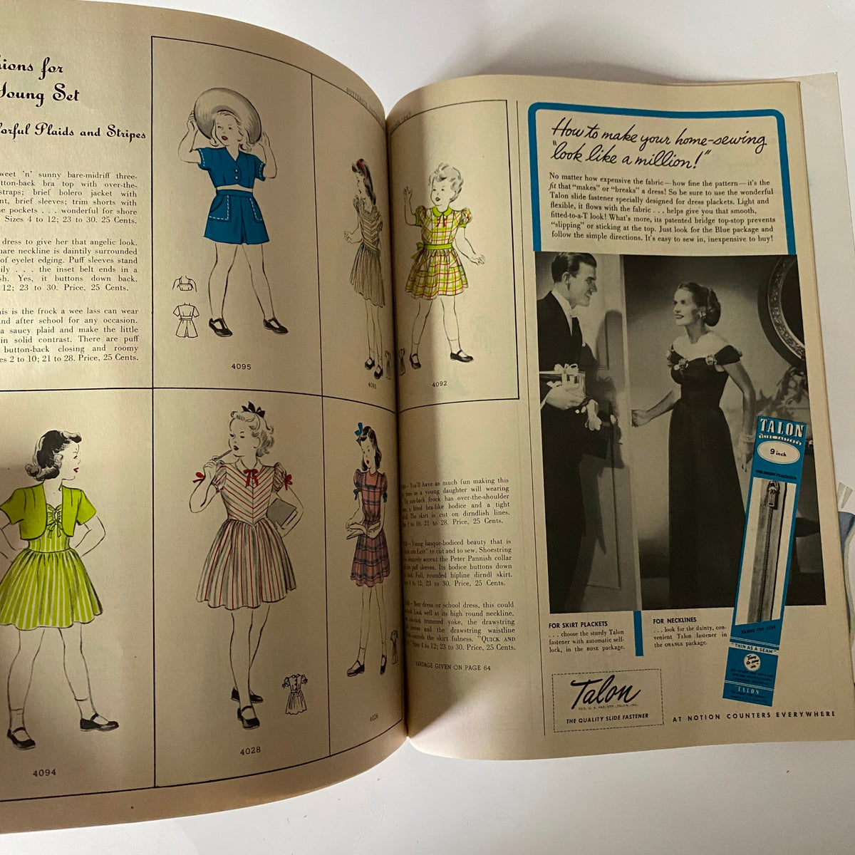 1947 Butterick Spring Pattern Book Catalog presenting various fashionable dresses and patterns for summer, emphasizing vintage styles and accessories.