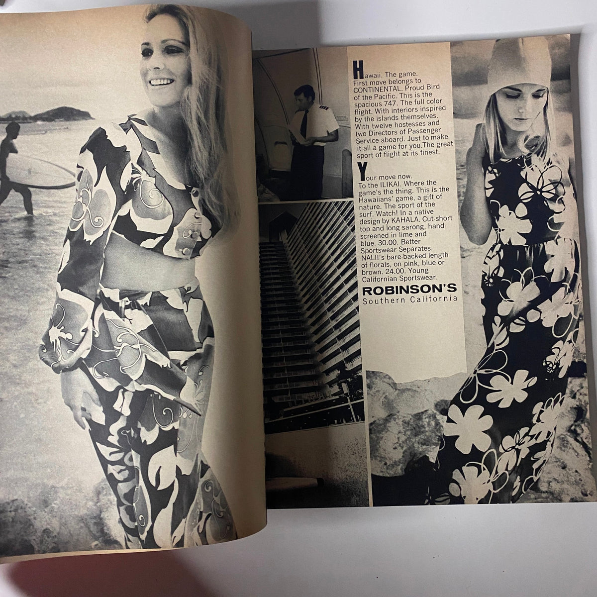 An illustration from Vogue Magazine May 1971 showcasing a model in a floral outfit, capturing the summer fashion trends of the 1970s.