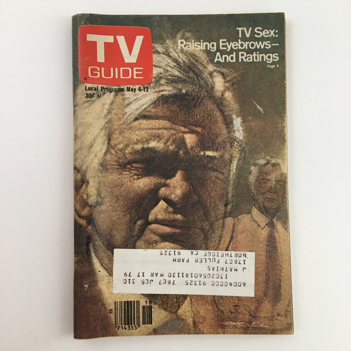 Cover of TV Guide Magazine, May 6, 1978 featuring Buddy Ebsen, highlighting the theme 'TV Sex: Raising Eyebrows - And Ratings'. The magazine cover showcases a vintage design with a photograph of Ebsen, making it a collectible piece of TV history.