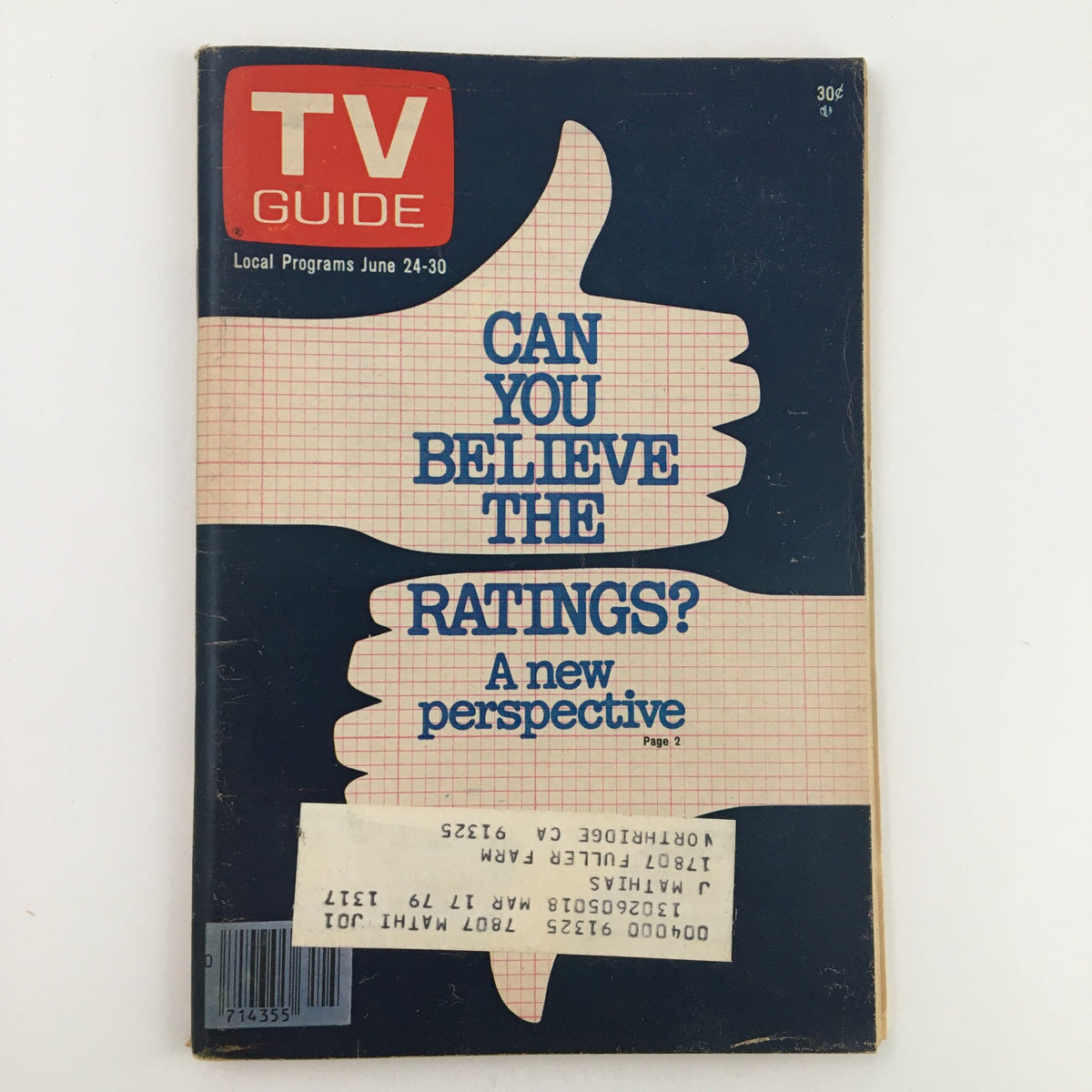 Cover of TV Guide Magazine June 24 1978 showcasing the headline 'Can You Believe the Ratings? A New Perspective' with a bold thumbs up graphic.