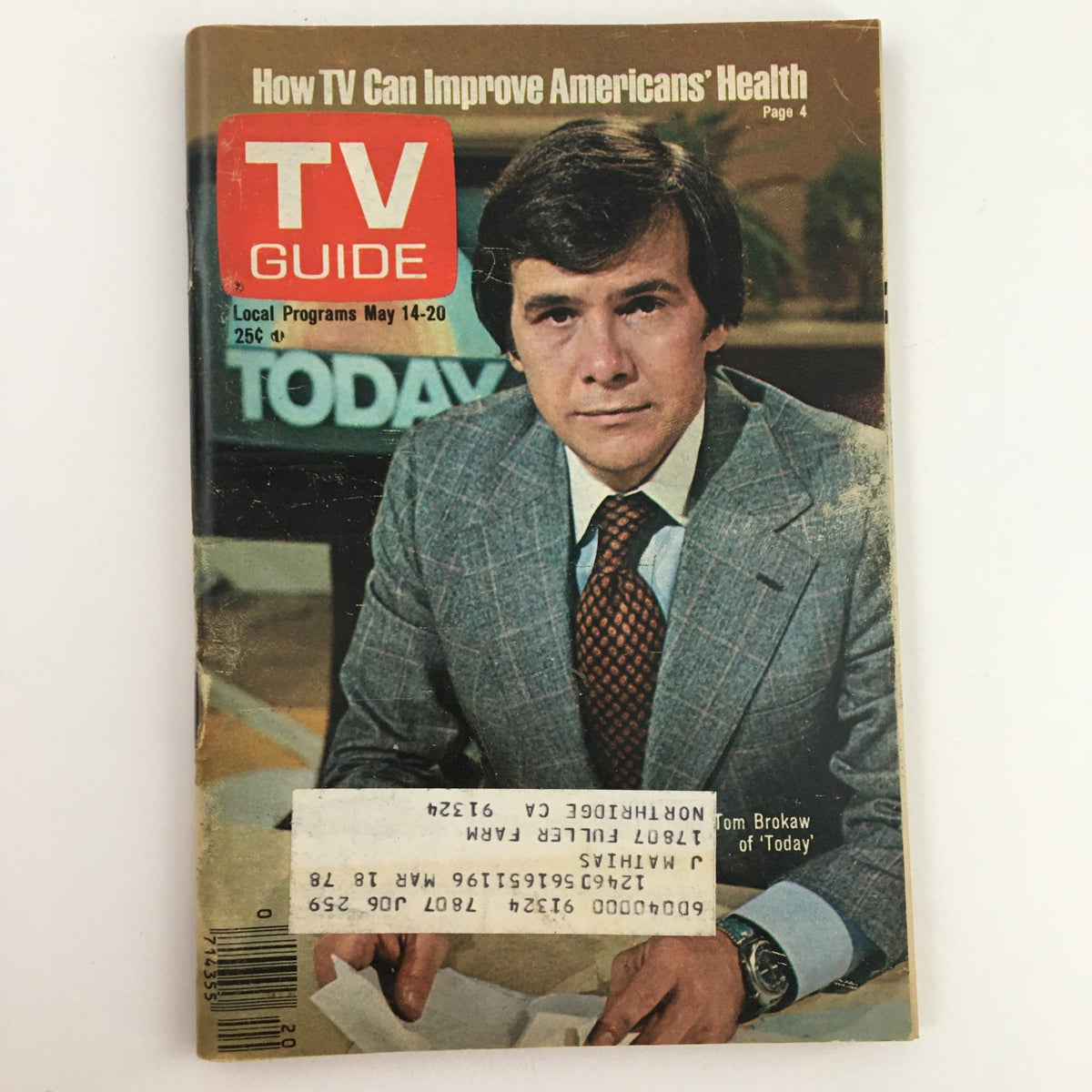 TV Guide Magazine cover featuring Tom Brokaw from May 14, 1977, showcasing his feature story as a prominent journalist on the Today show.