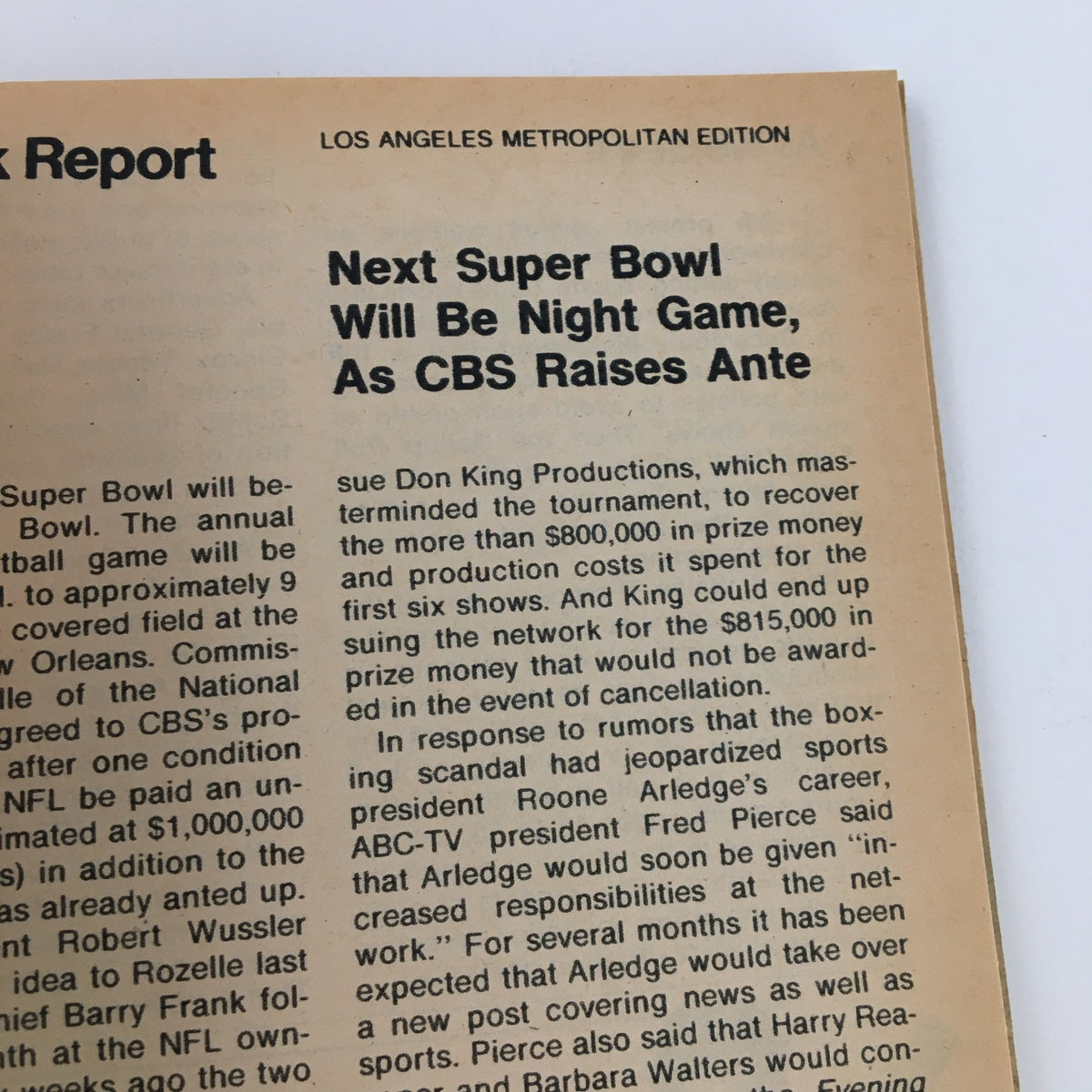News report section of TV Guide Magazine April 30 1977 discussing the upcoming Super Bowl events, reflecting the media landscape of the era.