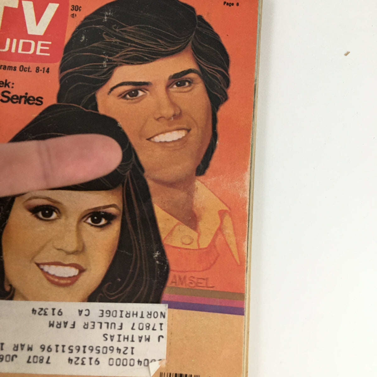 Cover of TV Guide Magazine October 8 1977 featuring Marie and Donny Osmond with bright colors and vintage style.