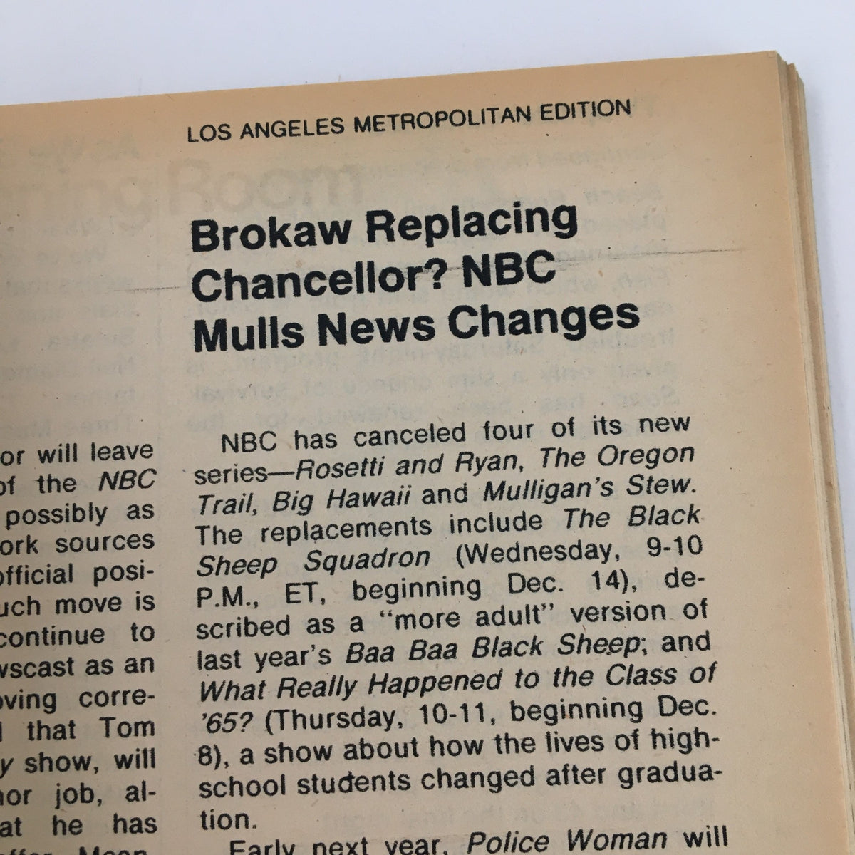 Highlighted news section in TV Guide Magazine November 26 1977, discussing changes in NBC programming, including features on Soap and its reception.