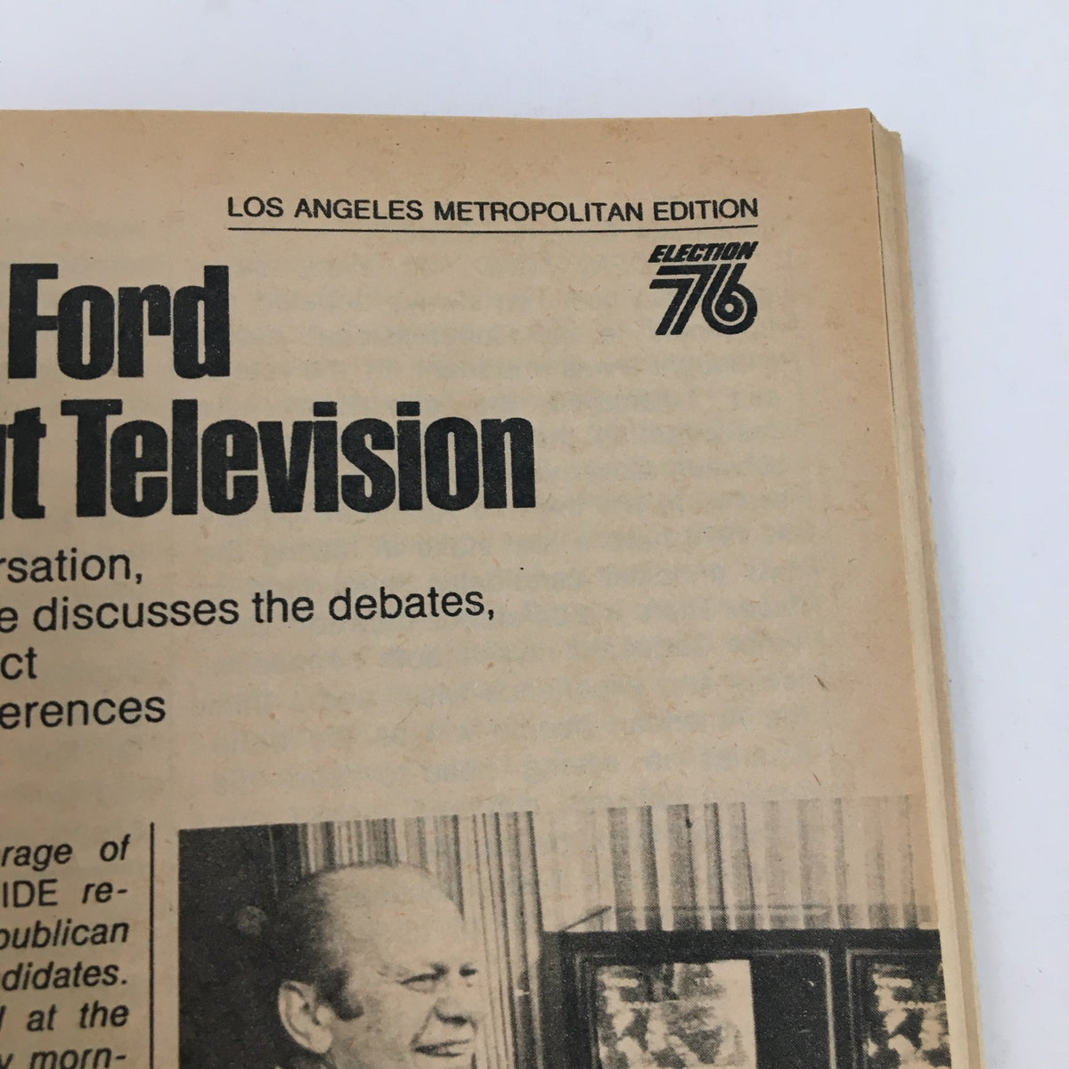 Details page from TV Guide Magazine October 2 1976 discussing election coverage and television debates, reflecting the political climate of the era.