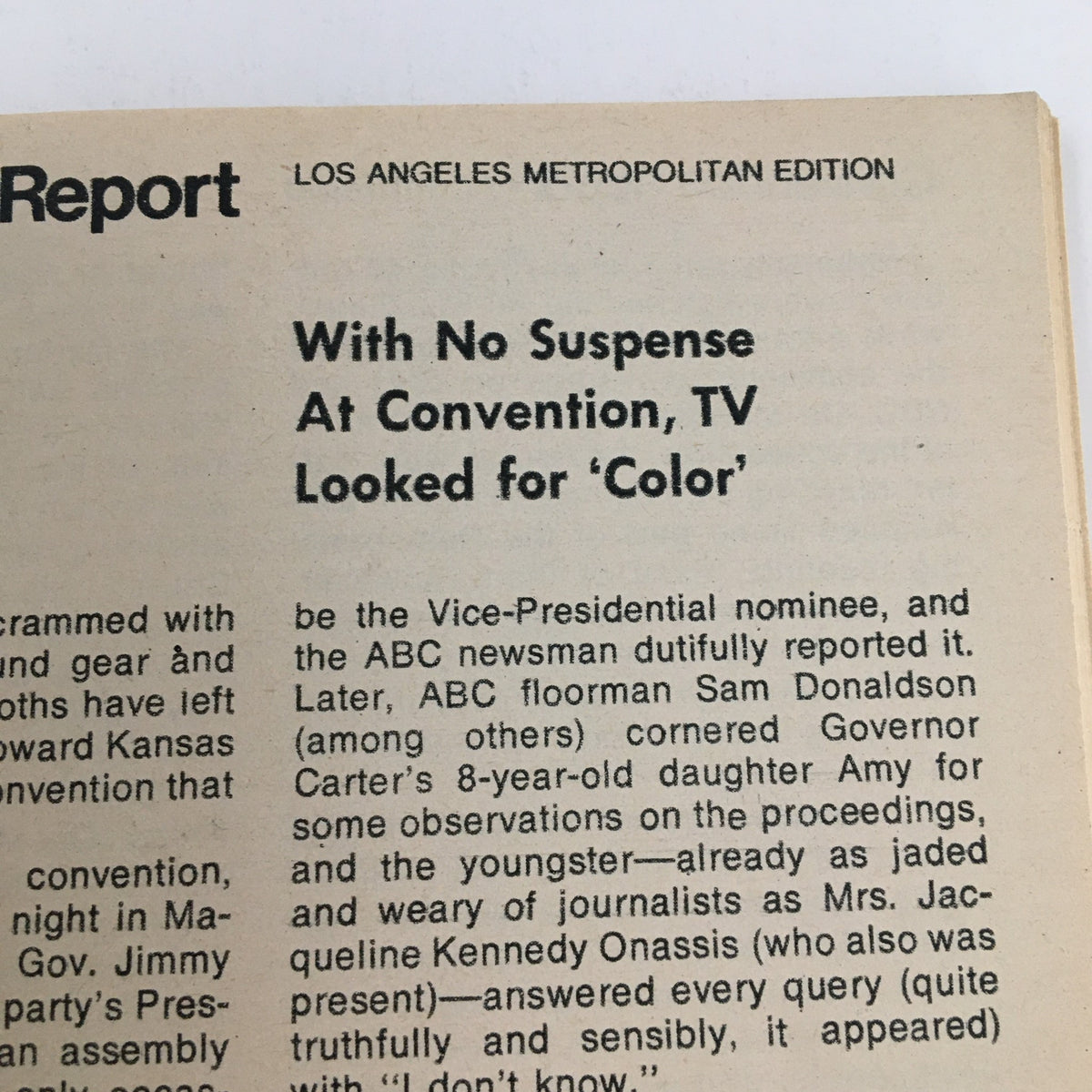 Interior page of TV Guide Magazine July 24 1976 discussing local programs and television content, including a feature on Bonnie Franklin from One Day at a Time.