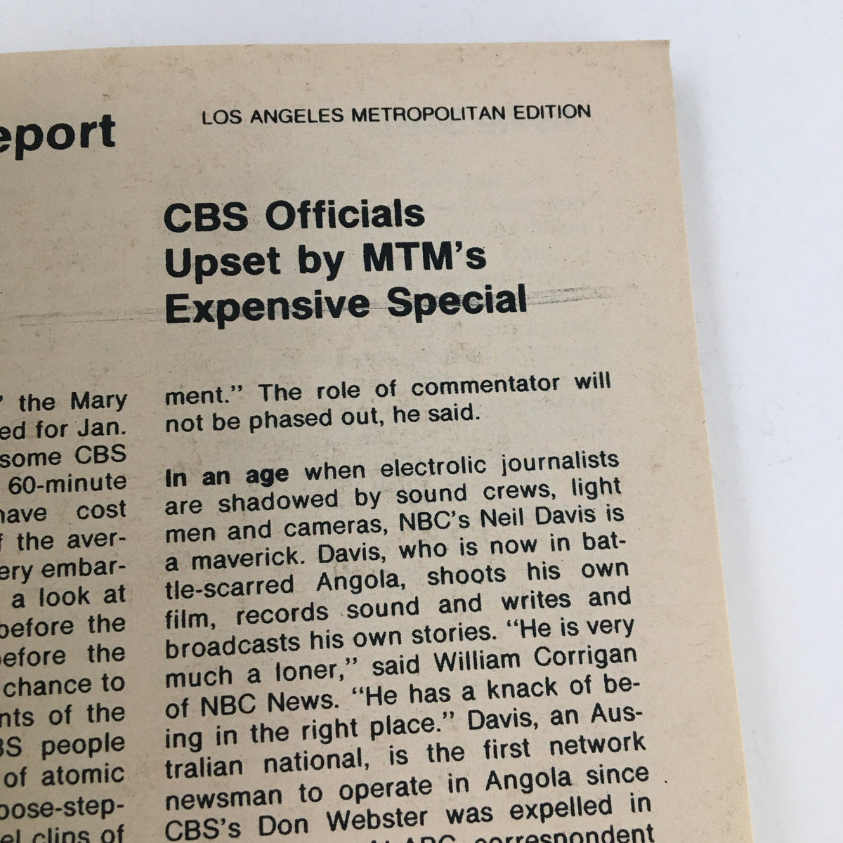 Detailed article excerpt from TV Guide Magazine January 24, 1976 discussing CBS officials and their reactions to costly specials, reflecting television industry dynamics.