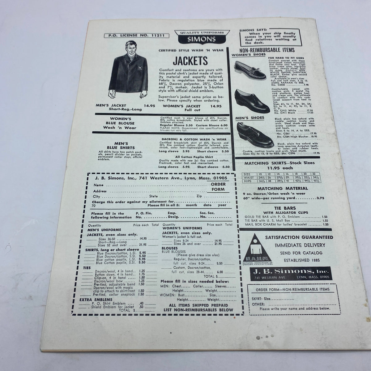 VTG The Union Postal Clerk Journal July 1970 featuring a vintage advertisement for jackets, detailing men's and women's clothing options with pricing.