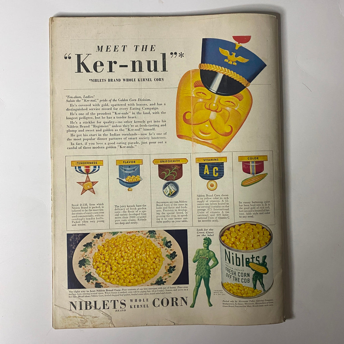 Advertisement for Niblets Whole Kernel Corn in LIFE Magazine December 8, 1941 Vol 11 No. 23.