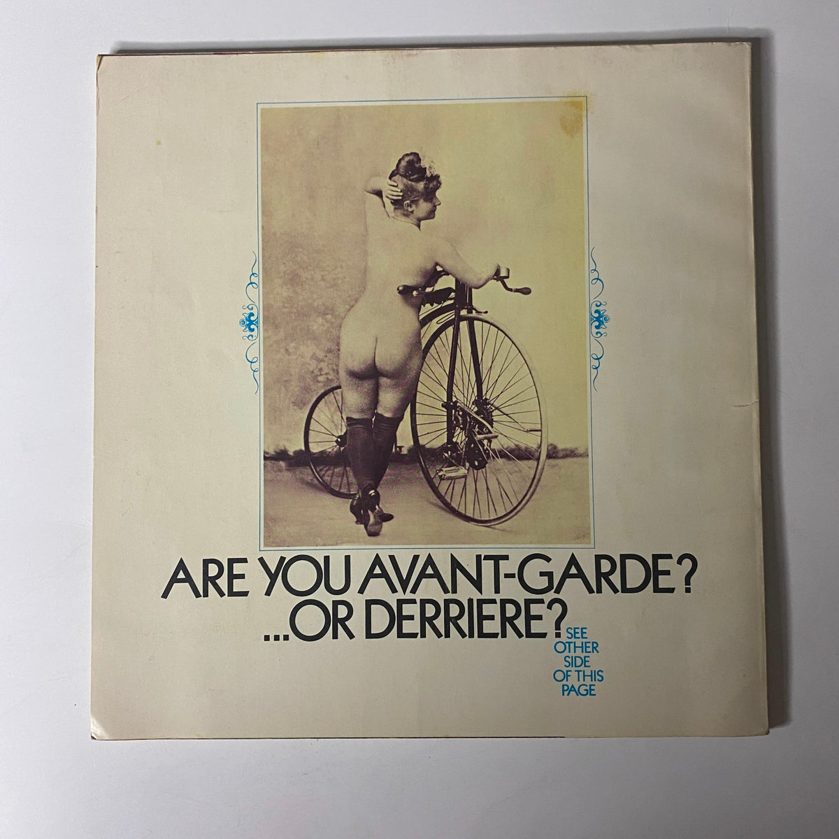 Cover of Avant Garde Magazine November 1968 featuring the provocative question, 'Are you avant-garde? ... or derriere?', framed by artistic elements.