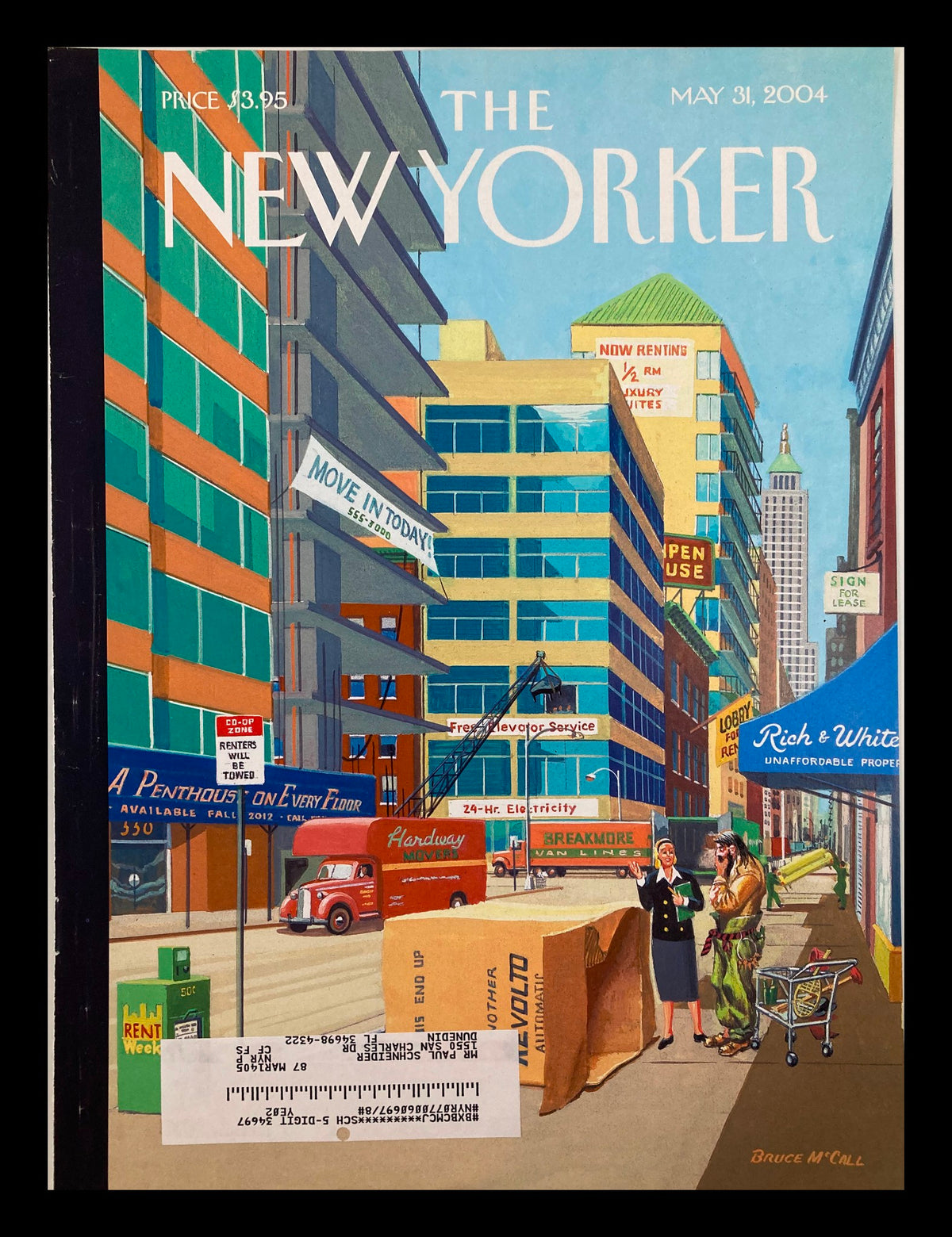 The New Yorker cover from May 31, 2004, featuring the illustration "A Penthouse on Every Floor" by Bruce McCall, depicting urban architecture and lifestyle.