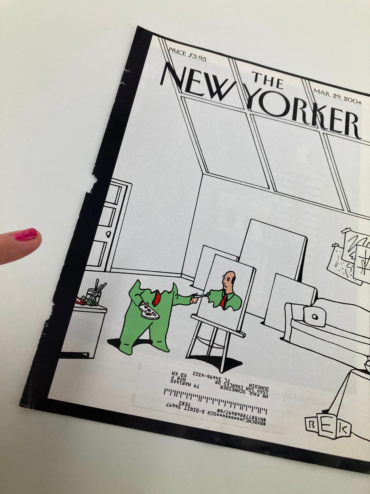 Cover of The New Yorker from March 29, 2004, featuring a Self Portrait by Bruce Eric Kaplan, showcasing vibrant illustrations and artistic details.