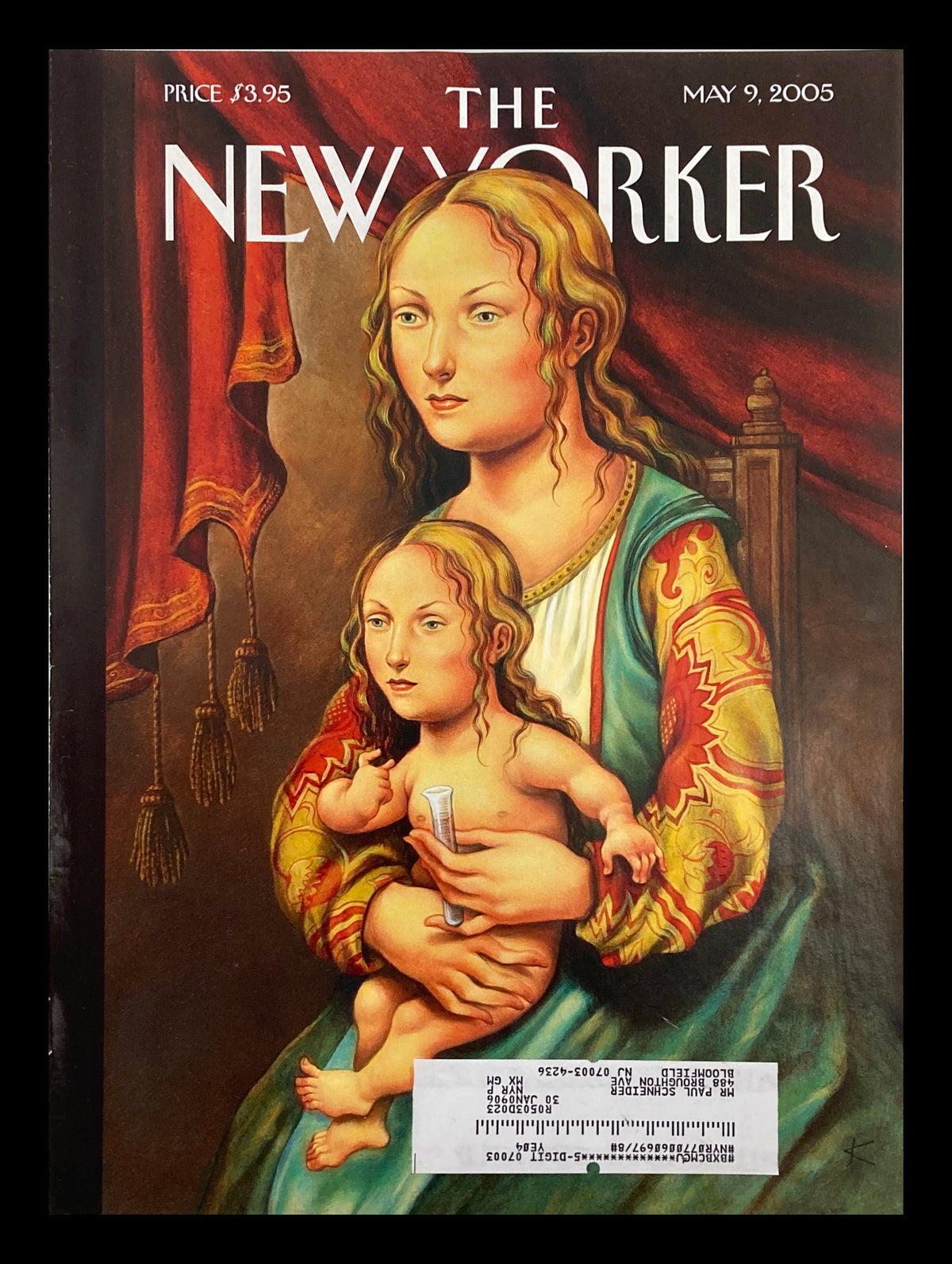 The New Yorker May 9 2005 cover art titled 'Mother & Like Daughter' illustrated by Anita Kunz, featuring a mother and child depicted with rich colors and detailed imagery, ideal for art collectors and fans of The New Yorker.